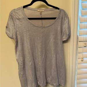 Bordeaux Shimmering Silver Short Sleeve Top